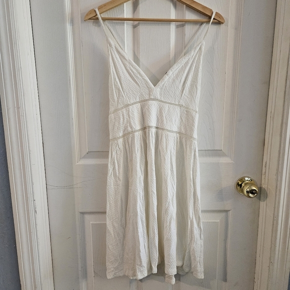 Roxy New Silver Light Strappy Woven Dress Creamy White Size Medium Beachy Flowy - Picture 1 of 12